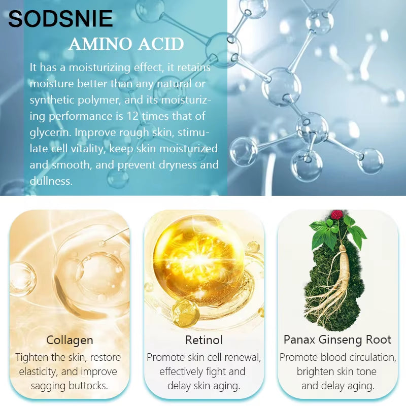 Butt Enhancement Cream Firming Lifting Remove Cellulite Body Care Fast Growth Busty Amino Acid Collagen Serum Sexy Curvy 40G