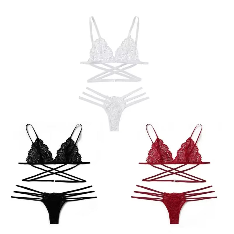 Sexy Lace Women Sexy Bra Set Polyester Bandage Push up Underwear Set Beauty Back Bra Costume Intimates Lingerie