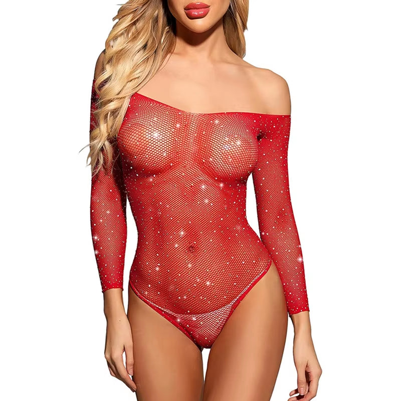 Plus Size Sexy Bodystockings for Women Lingerie Bodysuit Fishnet Open Crotchless Catsuit Mesh Tights Erotic Babydoll Teddies